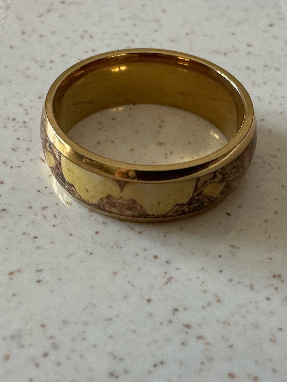 Gold Tone Yellow enamel Band Ring, size 12